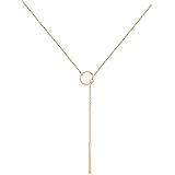 18k yellow gold small gold bar pendant necklace for women