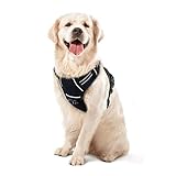 WALKTOFINE Dog Harness No Pull Reflective, Comfortable Harness with Handle,Fully Adjustable Pet Leash Vest for Small Medium Large Dog Breed Car Seat Harness Black L
