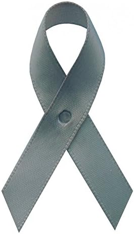 USA Made 250 Gray Satin Awareness Ribbons - Bag of 250 Lapel Ribbons with Safety Pins - Pin Attached