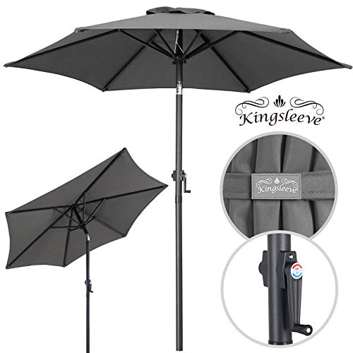 Kingsleeve Sonnenschirm 200 cm mit Kurbel Knickbar Wasserfest Aluminium Rund 2m Balkon Terrasse Garten Balkonschirm… – Bild 2