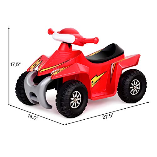 Costzon Kids Ride On Quad, 6V Battery Power Electric Car Vehicle, 4 Wheel Power Bicycle for Toddlers with Light (Red)