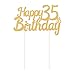 PALASASA Gold Glitter Happy Birthday 35th Cake Topper Decoration