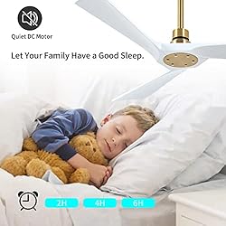HUMHOLD 52" White Ceiling Fan without Lights