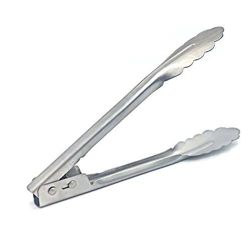 Kitchen Supply Heavy-Duty 9-Inch Locking Tong, Stainless Steel
