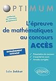 L'épreuve de mathématiques au concours ACCES by 
