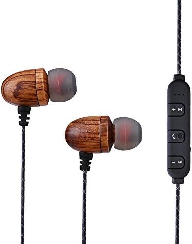 VirKech Pure Wood Bluetooth Headphones Wireless V4.1 In-ear Noise-isolating Earphones Bass Stereo Sports Headset with Mic &amp; Volume Control