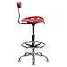 Flash Furniture Bradley Vibrant Cherry Tomato and Chrome Drafting Stool with Tractor Seat