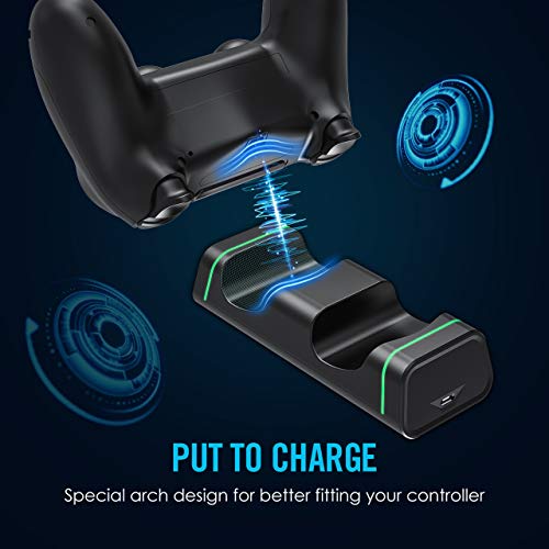 PS4 Controller Charger PICTEK PS4 Controller Charging Dock, Playstation4 Dual Fast Charger Station Holder with LED Indicator and Overcharging Protection for PS4/PS4 Slim/PS4 Pro Controller