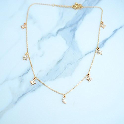 New fashion trendy jewelry moon star choker necklace gift for women girl N2096 (N2096)