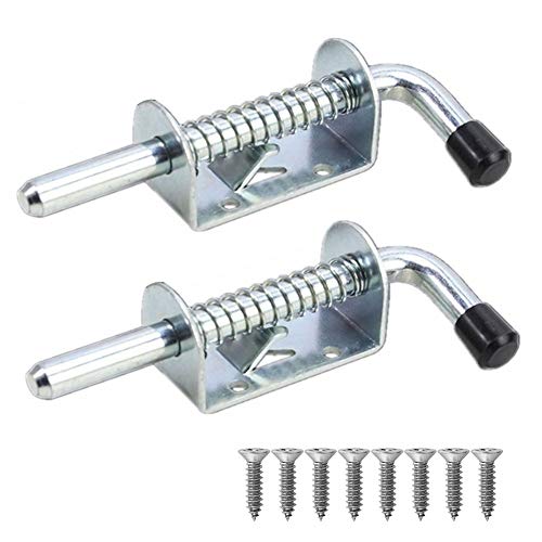 Spring Loaded Latch Pin,2 Pcs Metal Lock Barrel Bolt Spring Loaded Latch 5 Inches Long w Grip