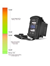 rydonair Universal Rocker estilo 4.2 A cargador de coche USB Dual con LED azul Digital voltímetro de coche para iPad iPhone Marine carros de golf ATV UTV tractor