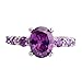 Emsione Women's 925 Silver Plated Created Amethyst 4-Prong Oval Cut CZ Statement Eternity Ring Color Purple Size 6
