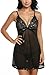 Avidlove Women Lingeries Sequin Babydoll Lace Outfits See-through Night Dress Black XXL
