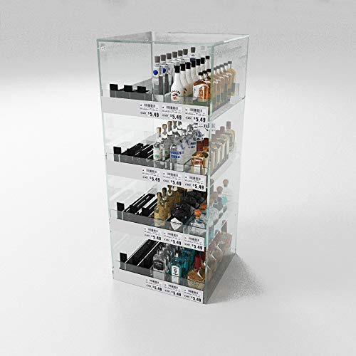 Commercial Mini Liquor 50ml Nips Bottle Display Case, Acrylic Countertop Rack Shelves with Dividers, 144 Bottle Capacity 12"W x 12"D x 28"H