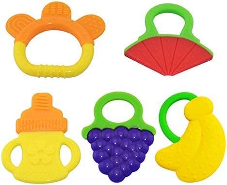 Baby Fruit Teether Toys Soft Silicone Chewable 5 Pack