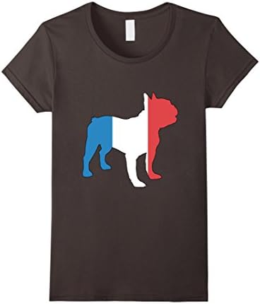 Women's French Bulldog French flag Design T-Shirt/Tee Large Asphalt