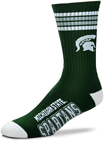 NCAA 4 Stripe Deuce Socks - Men’s Large (fits 10-13) (Michigan State Spartans)