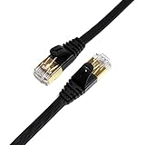 Tera Grand - Premium CAT7 10 Gigabit Shielded Ethernet Patch Cables Built with Gold Plated & Shielded RJ45 Connectors for Modem Router LAN Network Playstation Xbox … (25 FT, Black - Flat)