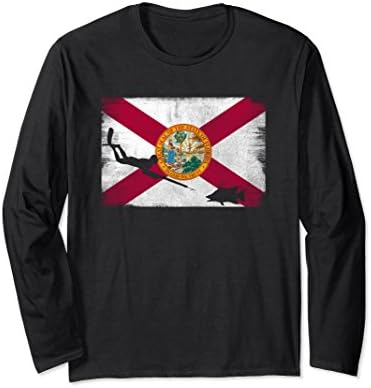 Unisex Florida Flag Spearfishing Long Sleeve - Freedive T Shirt Medium Black