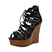 Allegra K Woman Lace-Up Cutout Open Toe Wedge Sandals