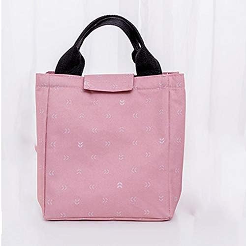 Dunnomart Women Leaf Tote Lunch Bag Gray Pink Waterproof Beach Lunch Bag Student Food Picnic Bag Men Cooler Bag