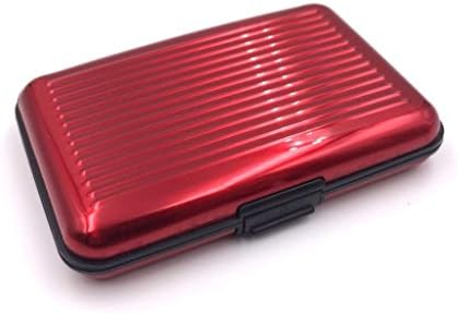 EDUE Aluminum Shell RFID Blocking Credit Card Cash Holder Case, Red