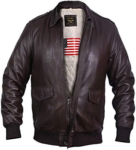 Men's Air Force A-2 Genuine Sheep Leather Flight Bomber Jacket