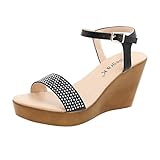 Allegra K Woman Rhinestones Embellished Wedge Sandals