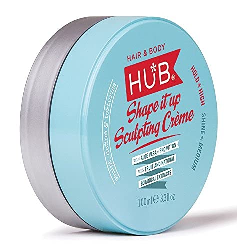 HUB Shape it up Sculpting Crème Styling Product - 100 g / 100 ml x 1. Strong Hold and Medium Shine Finish. Hair Styling Product for men and women. PALM OIL FREE, PARABEN FREE, SULPHATE FREE