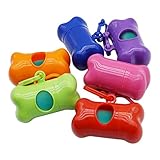INNOLIFE Set of 6 Bone Shaped Dispensers + 90pcs Pet Waste Bags, Dog Waste Bags, Bulk Poop Bags on a roll, Clean up Poop Bag
