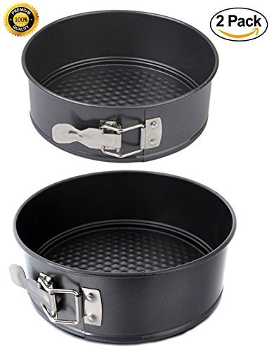 KitchenHero Non-Stick Round Springform Pan (Set of 2 - 7+9 inch), Interlocking Leakproof Baking Cake Pan - Cheesecake Pan Set, Carbon Black - 2 Pack (7 + 9 inch)
