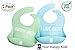Your Happy Kids Waterproof Silicone Bibs with Food Catcher Pocket 2 Pack Blue and Green