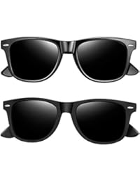 Joopin Polarized Sunglasses for Women - 2 Pack Retro Brand Designer Mens Sunglasses (Matte Black+Glossy Black)
