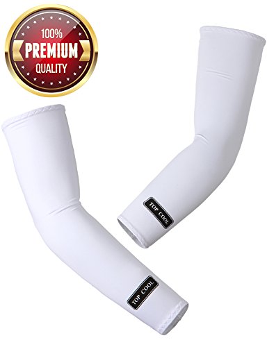 H2H SPORT Unisex Compression Fit Cooling Arm Sleeves UV Protection WHITE (KMMM01)