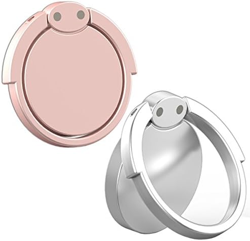 SevenoO l085 Universal Finger Grip, Stand Holder Ring, Car Mount Phone Ring Grip for iPhone/Samsung/Galaxy/iPad/Phone Case - White and Rose Gold - 2 Piece