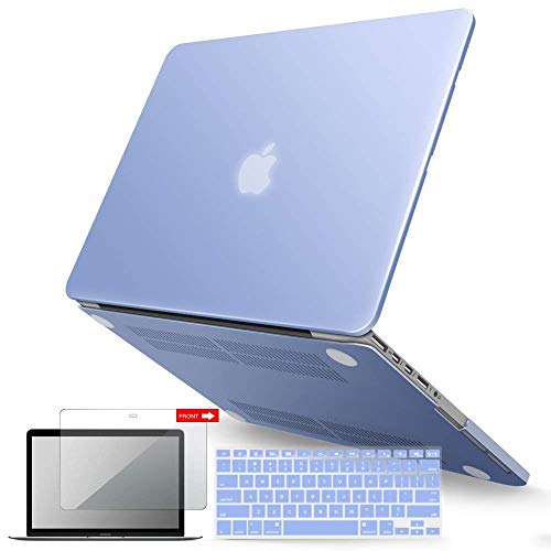 iBenzer Basic Soft-Touch Series Plastic Hard Case, Keyboard Cover, Screen Protector for Apple Previous Generation MacBook Pro 13-inch 13'' with Retina Display A1425/1502, Serenity Blue