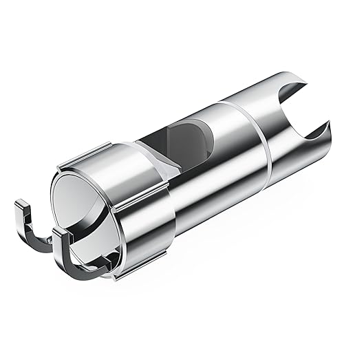 Alyvisun Universale Supporto Soffione Doccia con 2 Ganci, Ricambio Supporto Doccetta 360° Regolabile per Saliscendi da Diametro 16-27mm, Cromato Staffa per Soffione Doccia, Installazione Semplice