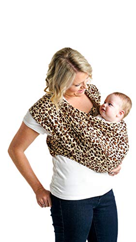 Baby K'tan Print Baby Wrap Carrier, Infant and Child Sling - Simple Wrap Holder for Babywearing - No Rings or Buckles - Carry Newborn up to 35 lbs, Leopard Love, S (W Dress 6-8 / M Jacket 37-38)