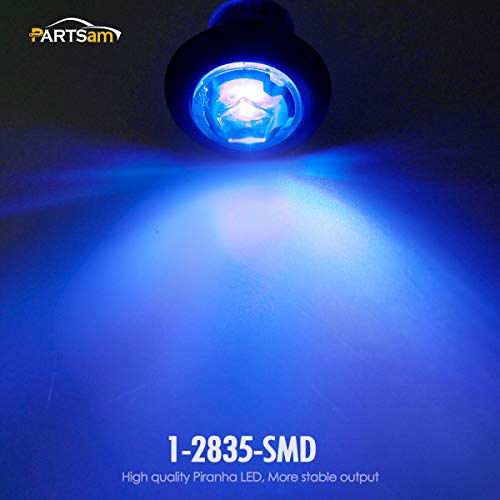 Partsam 8 Pcs 3/4" Mini Round Bullet Trailer Blue Led Side Marker Clearance Light Clear Lens, 3/4 led marker lights with Bullet Plugs, Marine Boat trailer Truck RV Car Bus Van Side LED marker lights