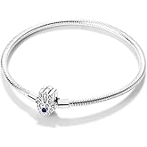 KUNSIR 925 Sterling Silver Palm Clasp Snake Chain Bracelet Basic Charm Bracelets Fit Any PDL Charm, with for Teen Women