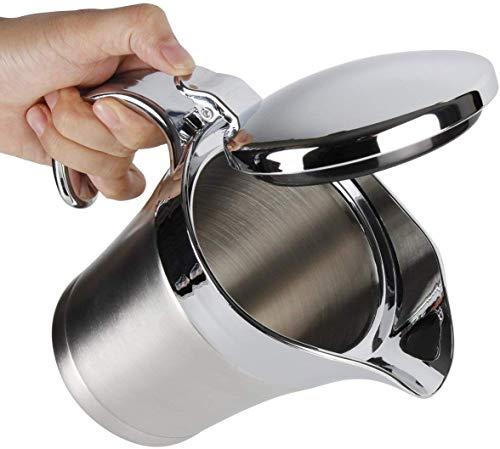 Stainless Steel Insulated Gravy-Boat with Spout Hinged Lid (16OZ / 450ML)