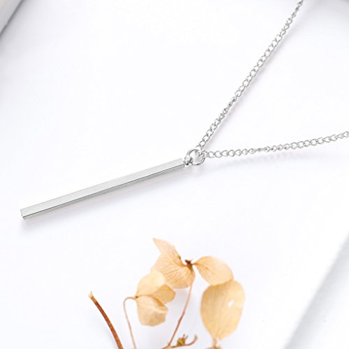 Tgirls Layered Sequin Necklaces with Bar Pendant for Women and Girls XL-66 (Silver) - Thumbnail 4