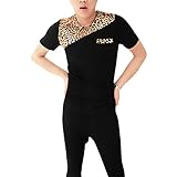 Allegra K Men Mock Chest Pocket Crew Neck Leopard Print Slim Tee Shirt