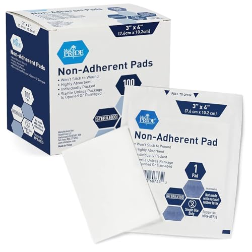 MED PRIDE Sterile Non-Stick Wound Pads 3x4 Inch