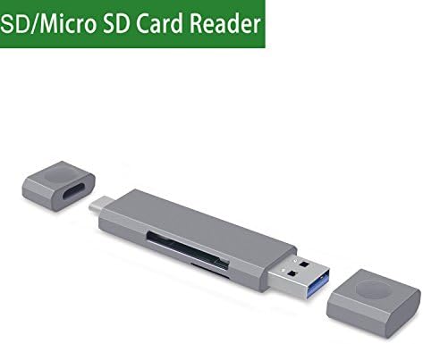 USB SD Card Reader, AllEASY USB-C/USB 3.0 2-in-1 Memory Card Reader Adapter Dual SD and Micro SD for Mac, Windows, 2017 MacBook Pro, Samsung Galaxy S9/S8 and More, Aluminum Case, Grey