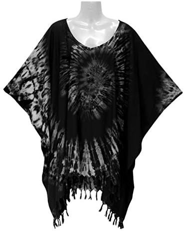 ATM Tops Blouse Caftan Poncho Cover Up Spiral Fadeless Tie dye Plus Size