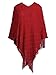 Choies Women's Acrylic Asymmetric Tassel Chunky Poncho Cape V Neck Knitted Jumper