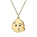PROSTEEL Blowing a Kiss Emoji Necklace Kissing Face Charm Round Pendant Necklace Kissing Jewelry Women Bridesmaid Gift