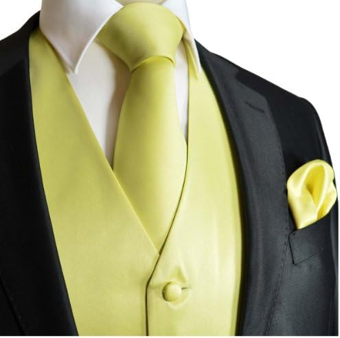 Vest Set Men's Solid Yellow Tuxedo
