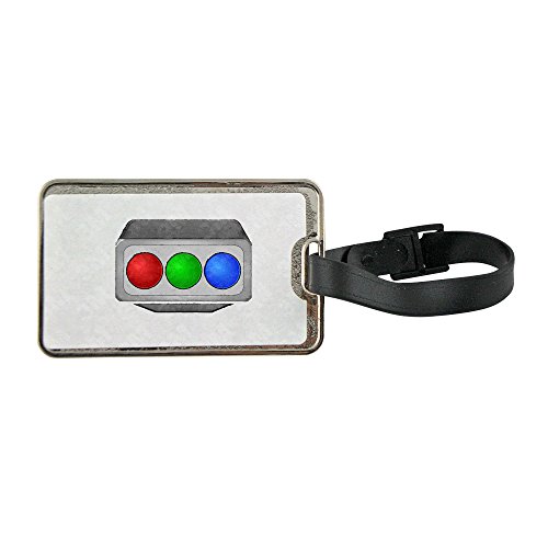 Metal luggage tag with Older television projector CRT RGB